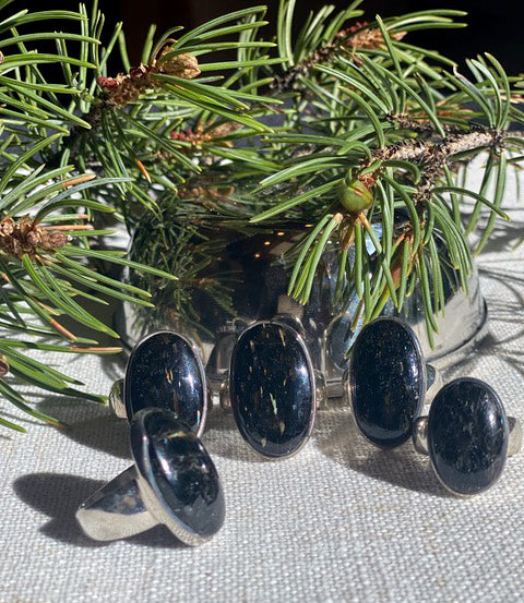 Single Sterling Silver Nuummite Ring